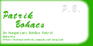 patrik bohacs business card