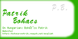 patrik bohacs business card